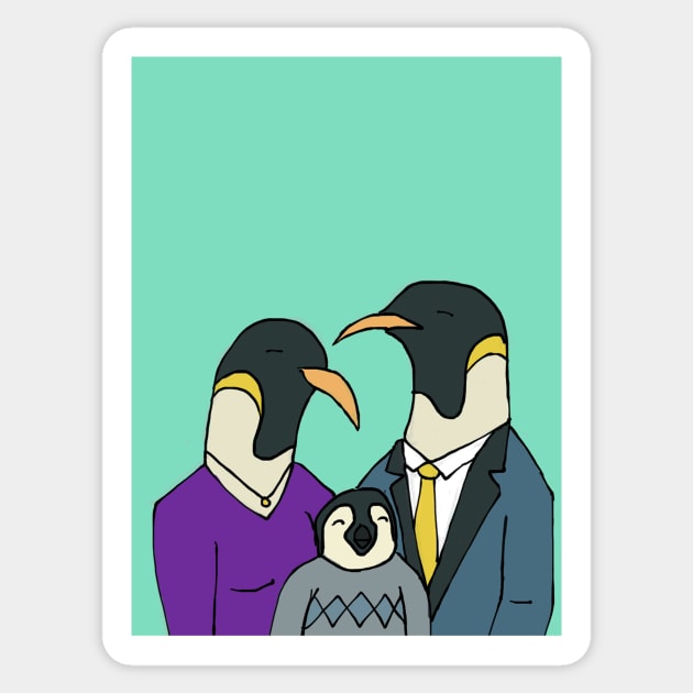 Penguin Family Sticker by PruneyToons